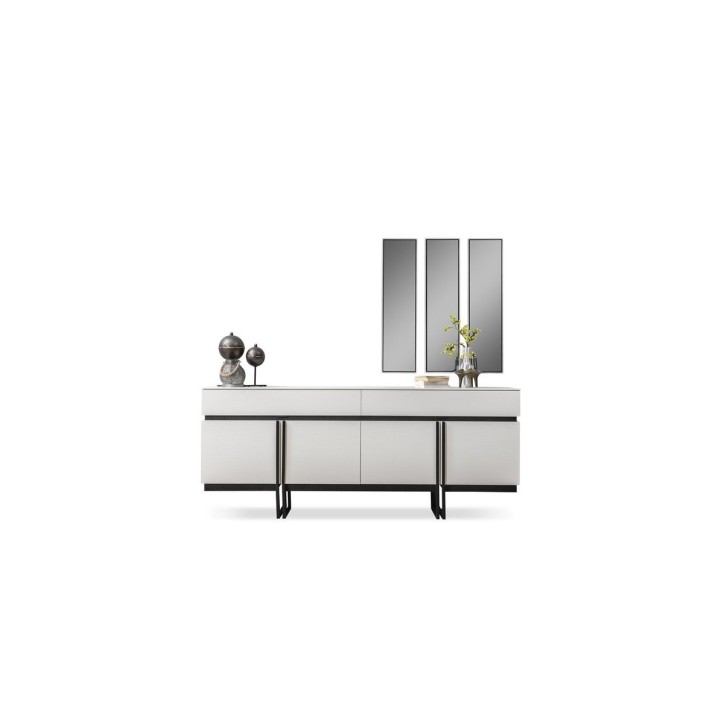 Comedor completo ARAL con 2 sillas y 1 banco, blanco y negro Comedor completo ARAL con 2 sillas y 1 banco, blanco y negro