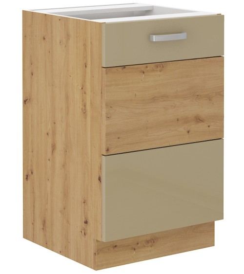 Ensemble cuisine ARTISAN cappuccino brillant/chêne artisan