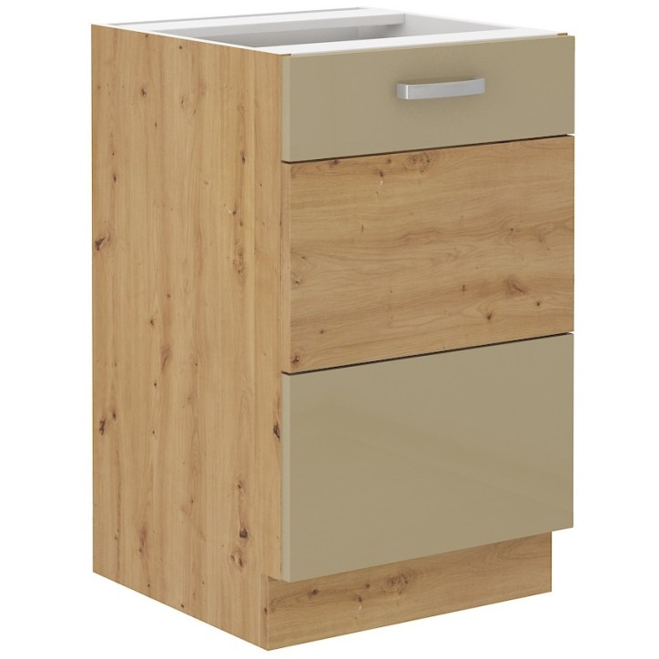 Ensemble cuisine ARTISAN cappuccino brillant/chêne artisan