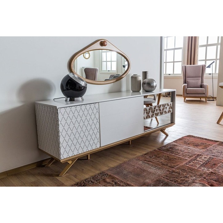Comedor completo MONACO con 4 sillas blanco y madera