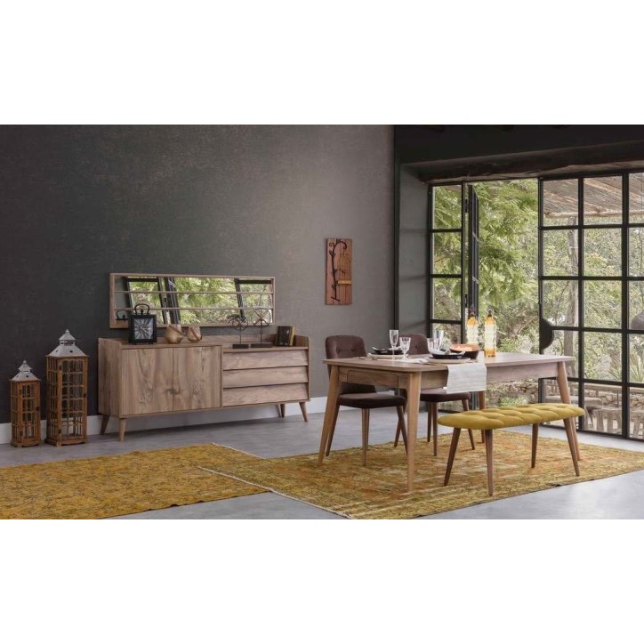 Comedor completo LUNA con 4 sillas, nogal