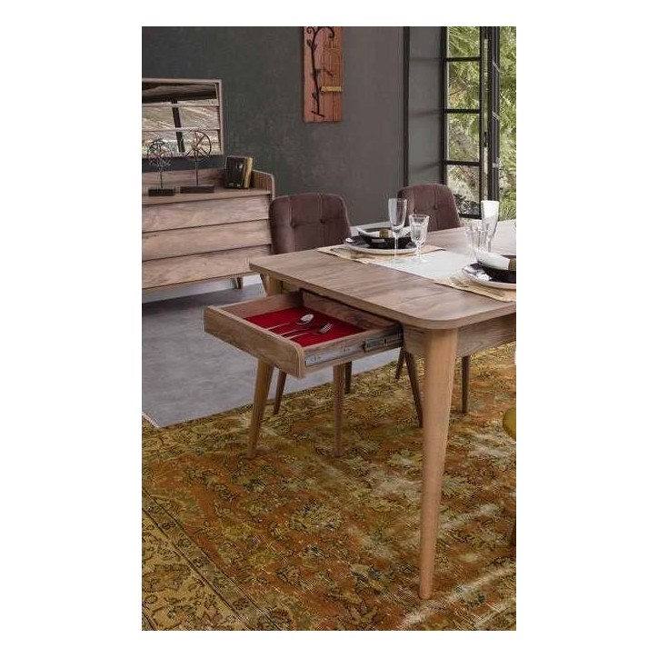 Comedor completo LUNA con 4 sillas, nogal