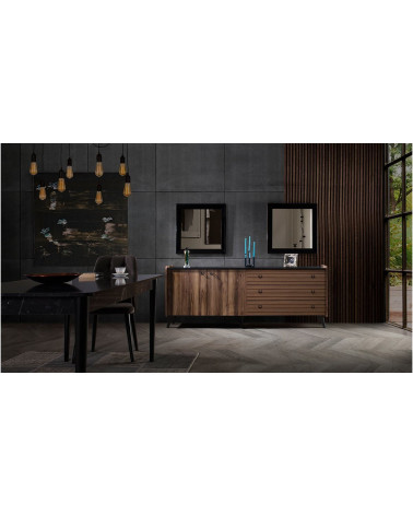 Salle à manger TAR bois et effet marbre noir
