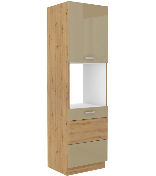 Ensemble cuisine en L ARTISAN cappuccino brillant/chêne artisan 285x110 cm