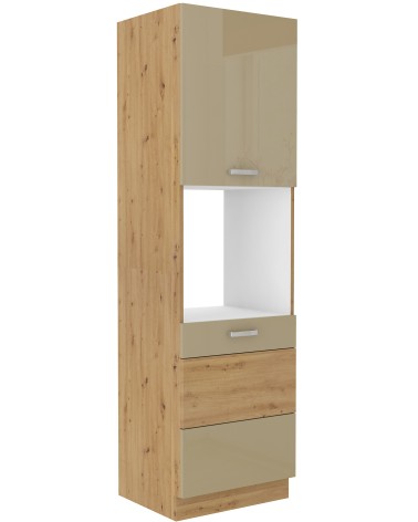 Ensemble cuisine en L ARTISAN cappuccino brillant/chêne artisan 285x110 cm