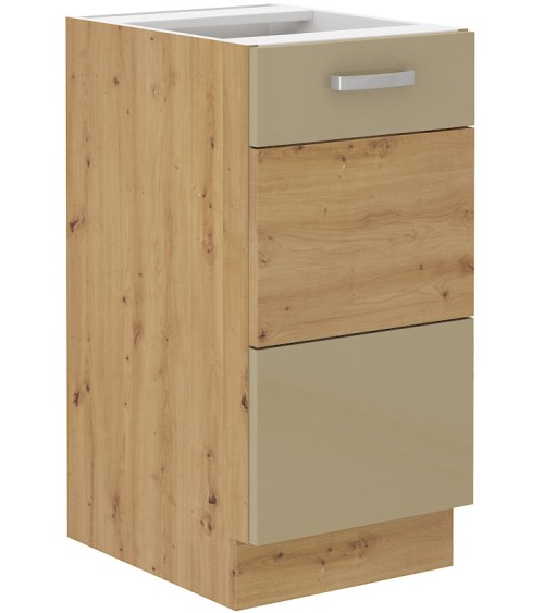 Ensemble cuisine en L ARTISAN cappuccino brillant/chêne artisan 285x110 cm