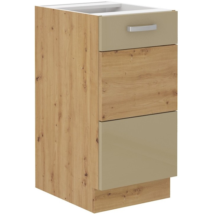 Ensemble cuisine en L ARTISAN cappuccino brillant/chêne artisan 285x110 cm