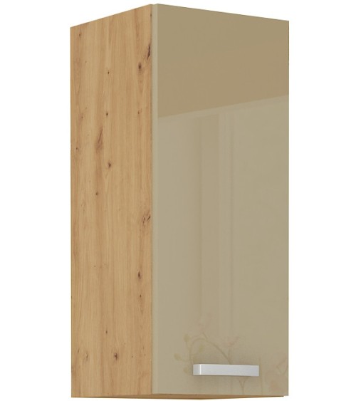 Ensemble cuisine en L ARTISAN cappuccino brillant/chêne artisan 285x110 cm