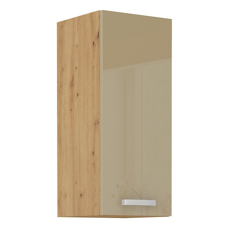 Ensemble cuisine en L ARTISAN cappuccino brillant/chêne artisan 285x110 cm