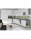 Ensemble cuisine en L BIANCA blanc brillant/gris platine