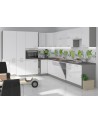 Ensemble cuisine en L BIANCA blanc brillant/gris platine