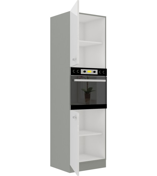 Ensemble cuisine en L BIANCA blanc brillant/gris platine