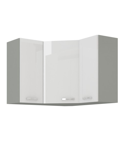 Ensemble cuisine en L BIANCA blanc brillant/gris platine