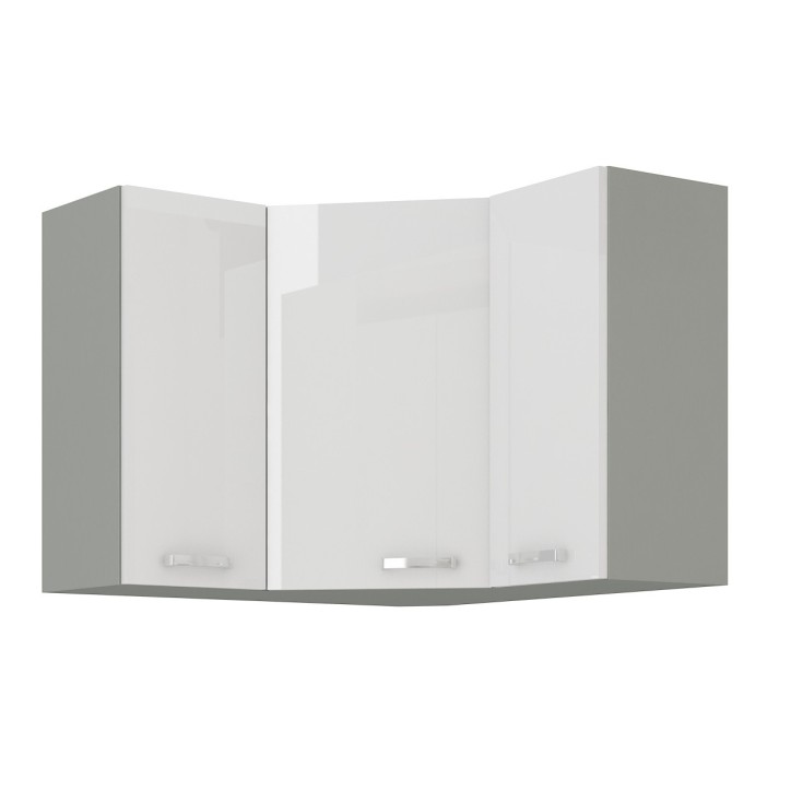 Ensemble cuisine en L BIANCA blanc brillant/gris platine