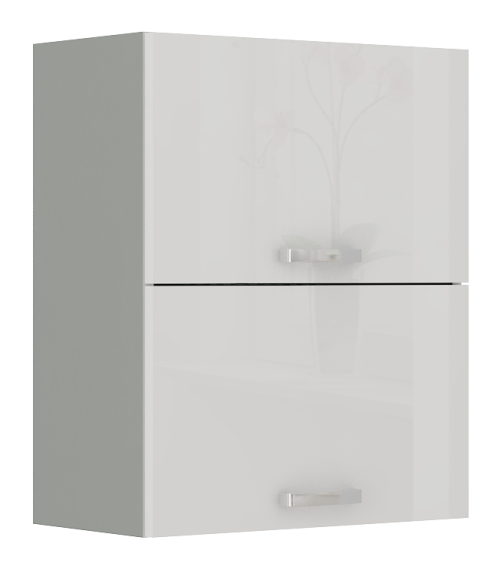 Ensemble cuisine en L BIANCA blanc brillant/gris platine