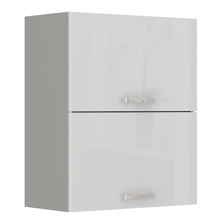 Ensemble cuisine en L BIANCA blanc brillant/gris platine