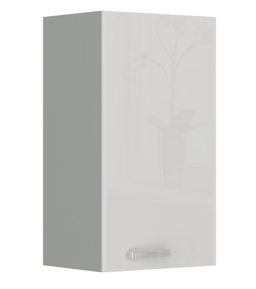 Ensemble cuisine en L BIANCA blanc brillant/gris platine