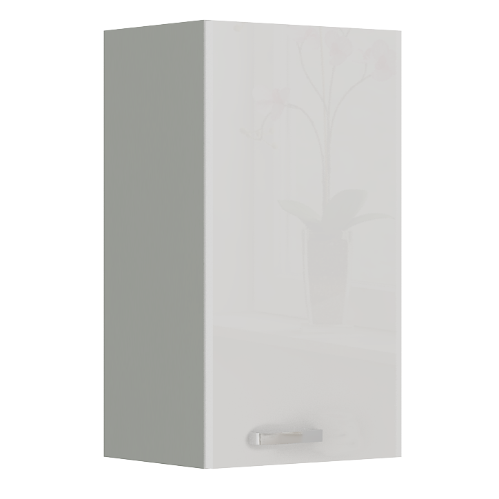 Ensemble cuisine en L BIANCA blanc brillant/gris platine