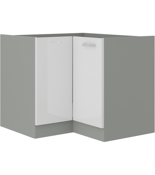 Ensemble cuisine en L BIANCA blanc brillant/gris platine