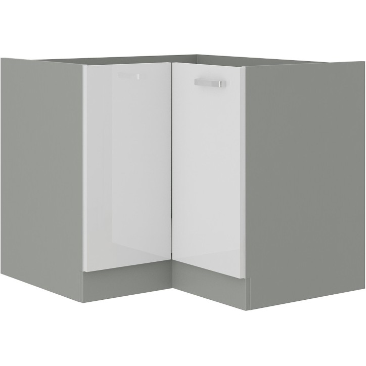 Ensemble cuisine en L BIANCA blanc brillant/gris platine