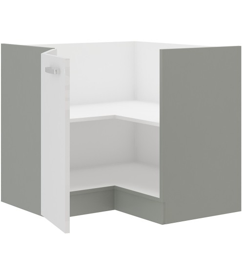 Ensemble cuisine en L BIANCA blanc brillant/gris platine