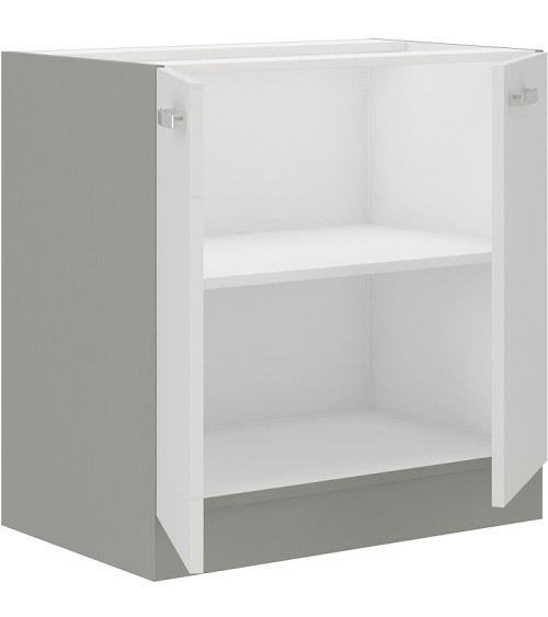 Ensemble cuisine en L BIANCA blanc brillant/gris platine