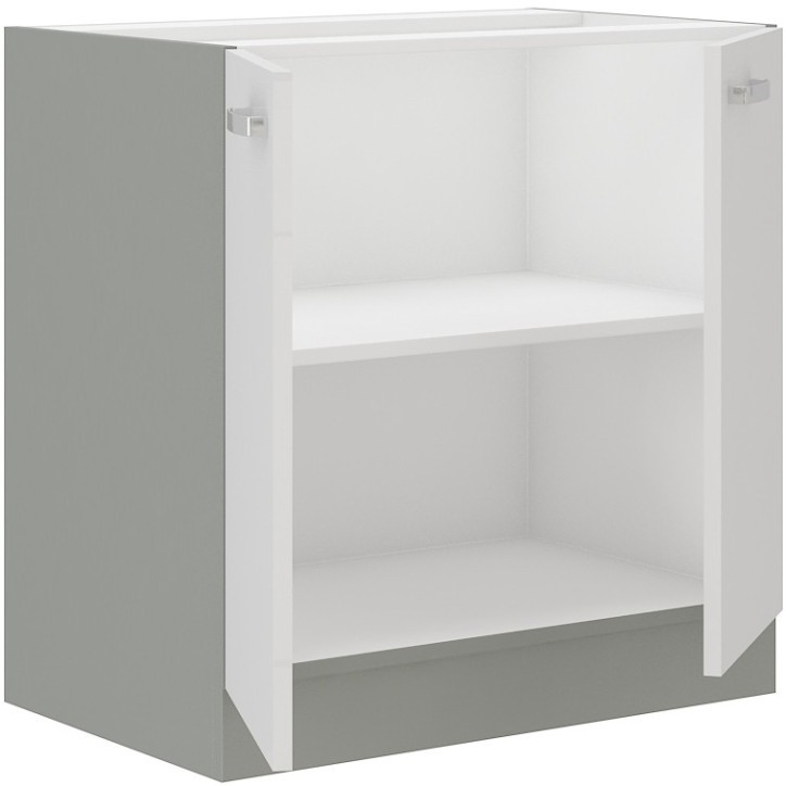 Ensemble cuisine en L BIANCA blanc brillant/gris platine