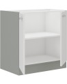 Ensemble cuisine en L BIANCA blanc brillant/gris platine