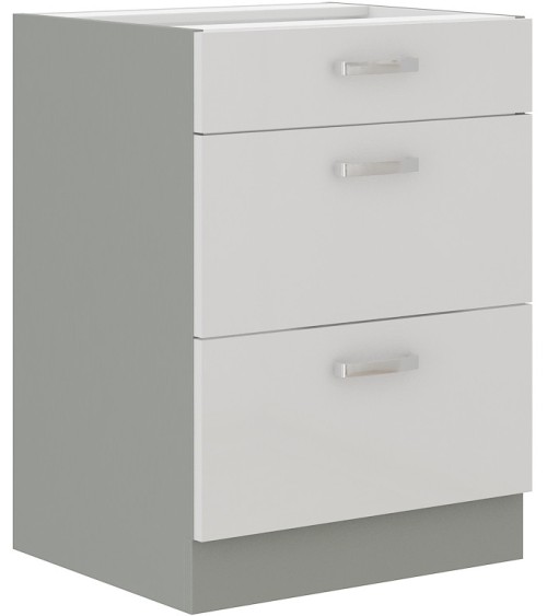 Ensemble cuisine en L BIANCA blanc brillant/gris platine