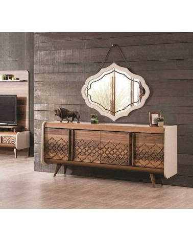 Comedor completo VEGA con 4 sillas madera y blanco