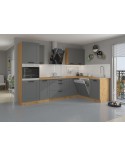 Ensemble cuisine en L LUNA gris poussière/chêne artisan 285x170 cm