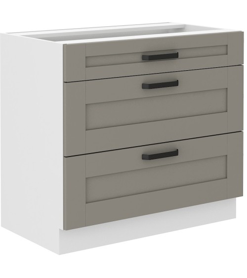 Ensemble cuisine en L LUNA gris poussière/blanc 210x350 cm