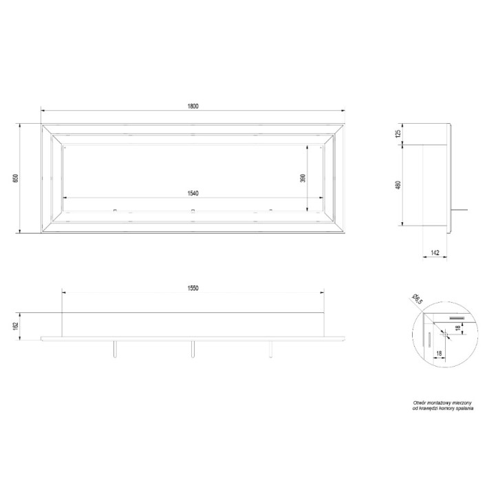 bio-ethanol haard JULIET 180 cm