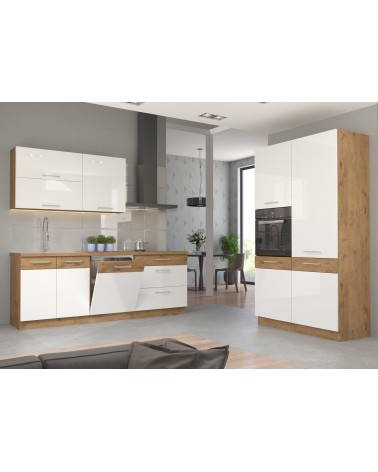 Ensemble cuisine VIGO Chêne lancelot/blanc brillant 340 cm