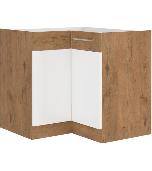 Ensemble cuisine en L VIGO Chêne lancelot/blanc brillant 210x350 cm