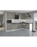 Ensemble cuisine en L STILO gris argile/blanc 340 cm