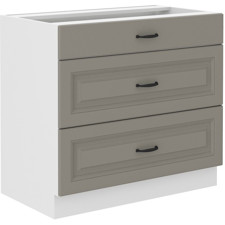 Ensemble cuisine en L STILO gris argile/blanc 340 cm