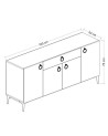 Buffet MOON 4 portes 1 tiroir 160 cm chêne