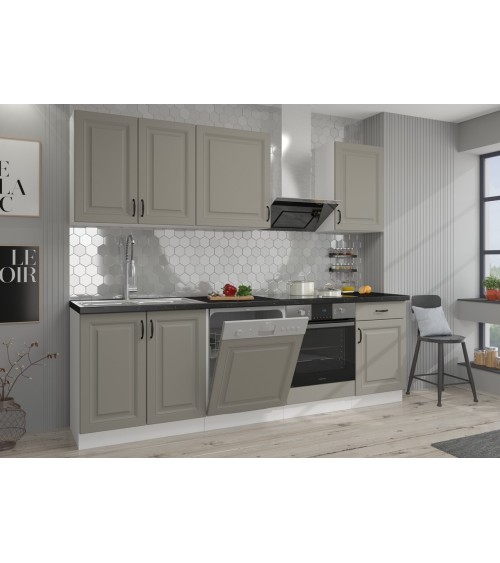 Ensemble cuisine STILO gris argile/blanc 250 cm