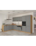 Ensemble cuisine en L STILO gris/chêne 210x350 cm