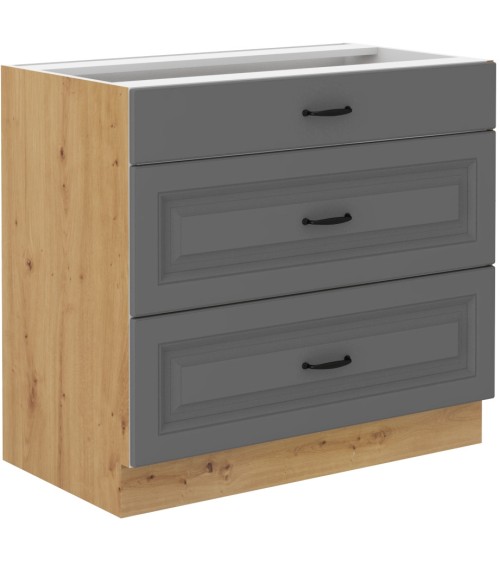 Ensemble cuisine en L STILO gris/chêne 210x350 cm