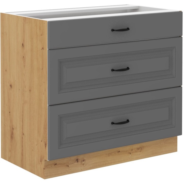 Ensemble cuisine en L STILO gris/chêne 210x350 cm