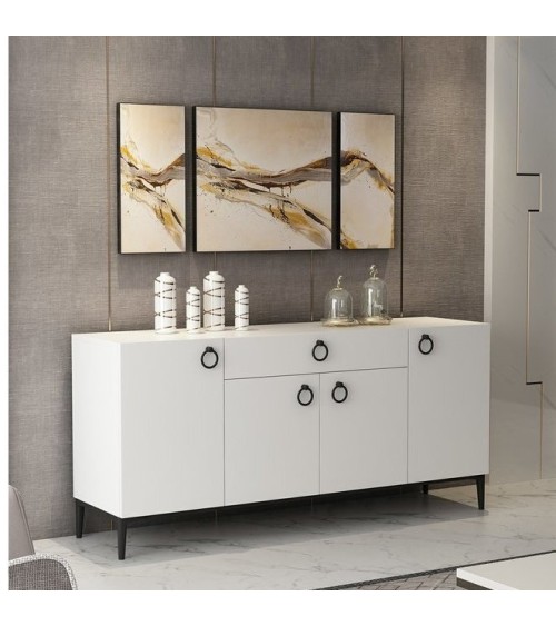 Buffet MOON blanc 4 portes 1 tiroir 160 cm blanc