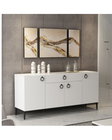 Buffet MOON blanc 4 portes 1 tiroir 160 cm blanc