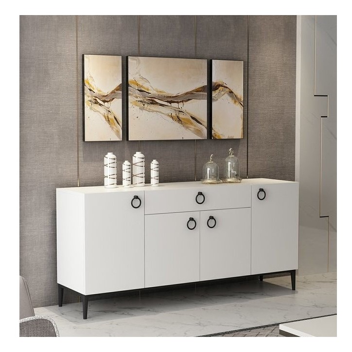 Buffet MOON blanc 4 portes 1 tiroir 160 cm blanc