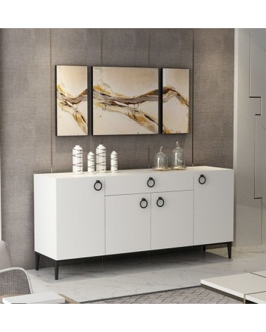 Buffet MOON blanc 4 portes 1 tiroir 160 cm blanc