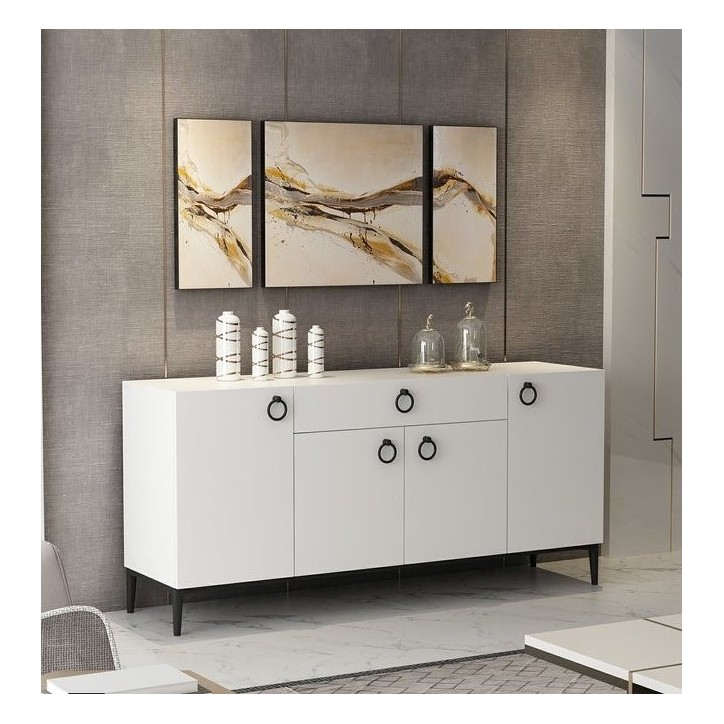 Buffet MOON blanc 4 portes 1 tiroir 160 cm blanc