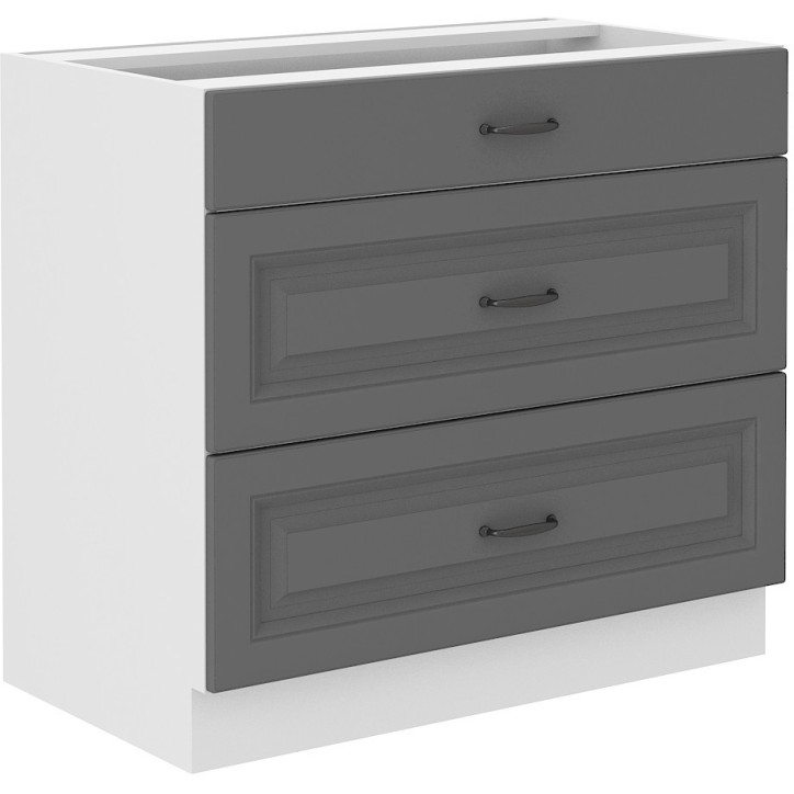 Ensemble cuisine en L STILO gris poussière/blanc 470 cm