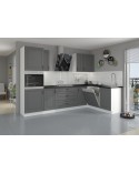 Ensemble cuisine en L STILO gris poussière/blanc 285x170 cm