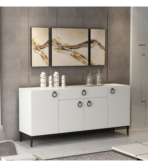 Buffet MOON blanc 4 portes 1 tiroir 160 cm blanc